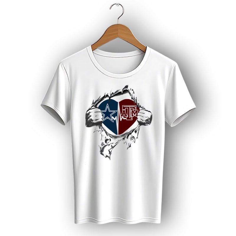 Dallas Cowboys Texas Am Aggies Heart Logo Fusion T Shirt 1 T Shirt 1