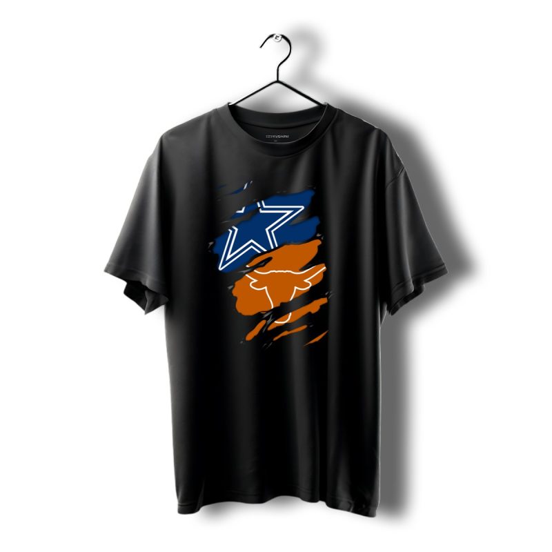 Dallas Cowboys Texas Longhorns Ripped T Shirt 1 T Shirt 1 1