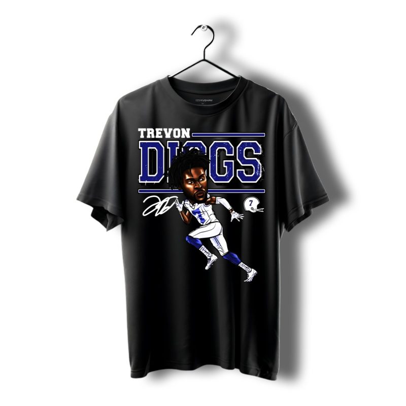 Dallas Cowboys Trevon Diggs Cartoon Signature Shirt T Shirt 1
