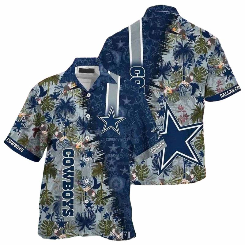 Dallas Cowboys Tropical Nights Starlight Silhouettes Hawaiian Shirt 1