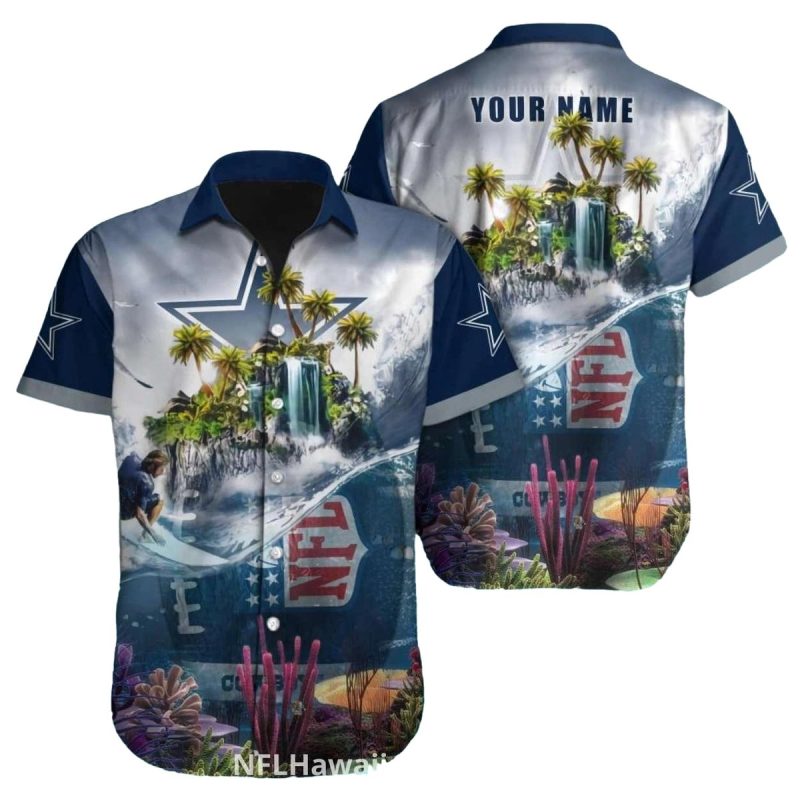 Dallas Cowboys Tropical Waterfall Pattern Hawaiian Shirt 1