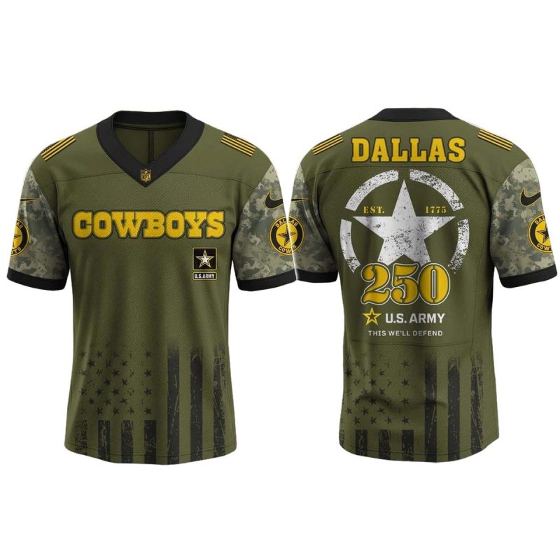 Dallas Cowboys Us Armys 250Th Birthday Celebration Aop T Shirt 1