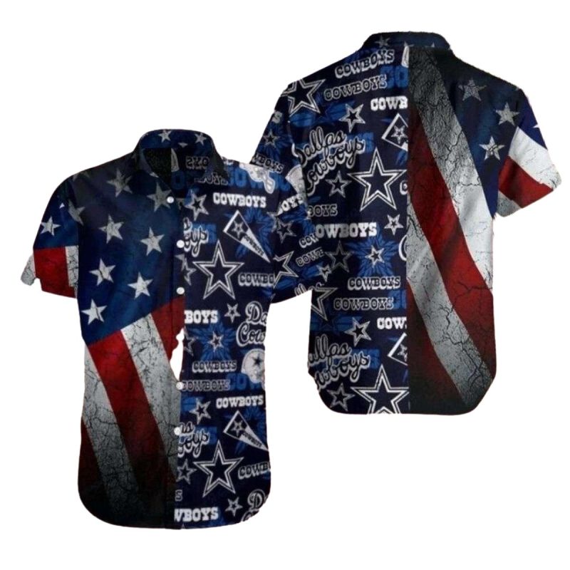 Dallas Cowboys Vintage American Pride Red White And Blue Hawaiian Shirt 1