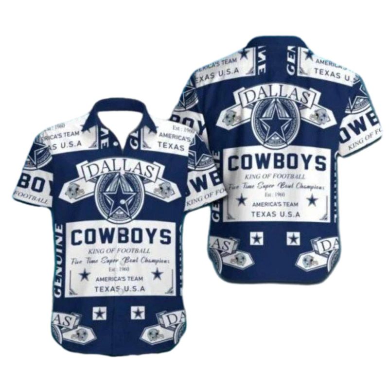 Dallas Cowboys Vintage Label Inspired Hawaiian Shirt 1
