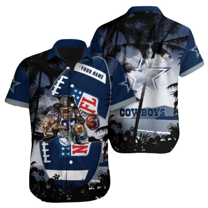 Dallas Cowboys Vintage Mascot And Ball Hawaiian Shirt 1