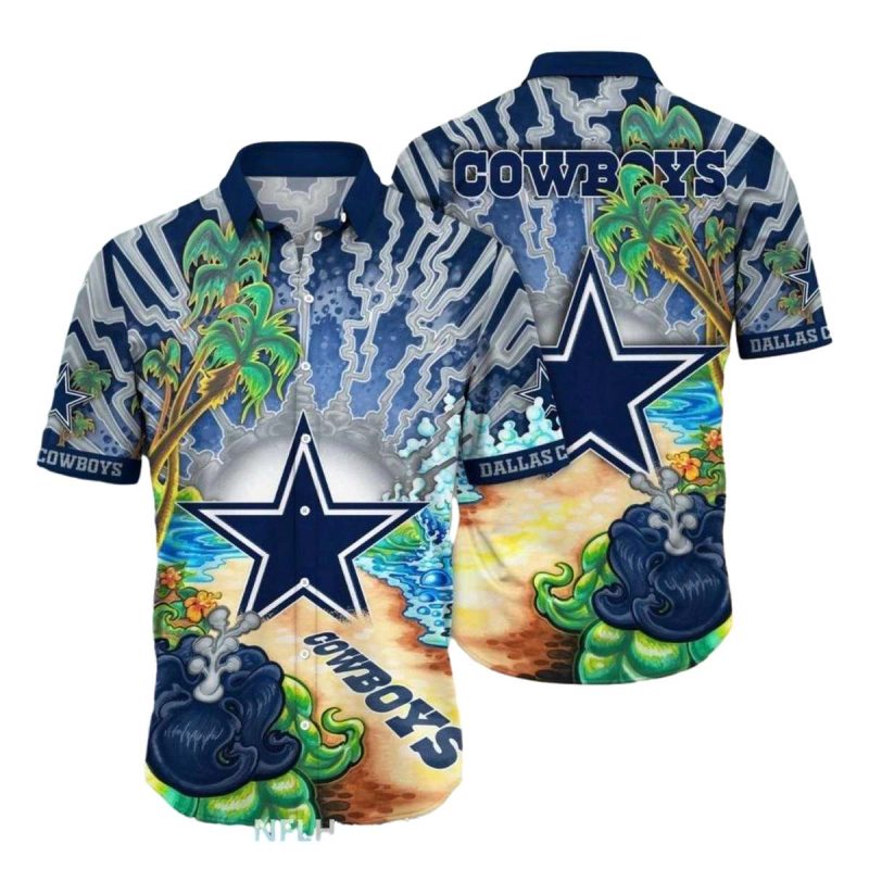 Dallas Cowboys Vintage Ocean Pattern Hawaiian Shirt 1