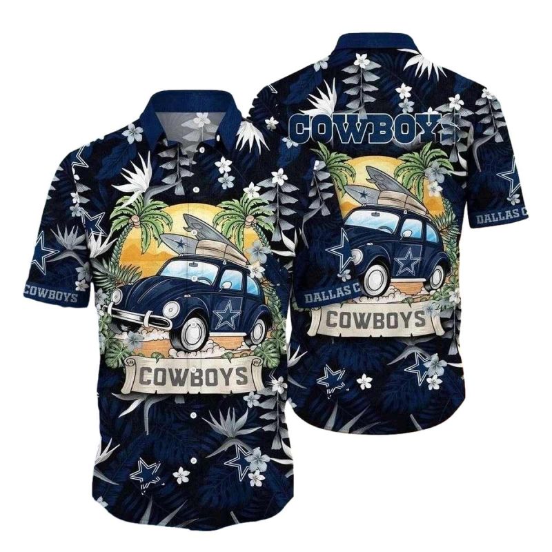 Dallas Cowboys Vintage Old Car Floral Hawaiian Shirt 1