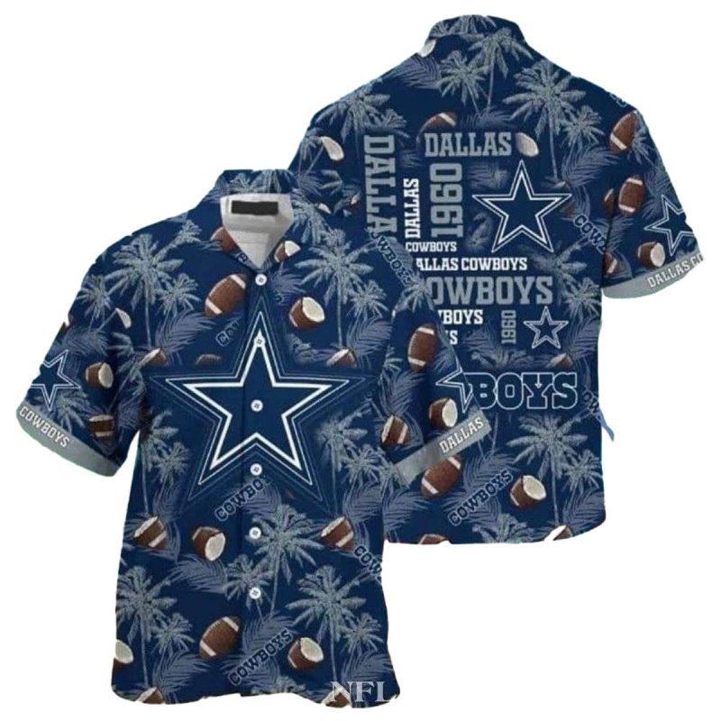 Dallas Cowboys Vintage Paradise Navy 1960 Edition Hawaiian Shirt 1