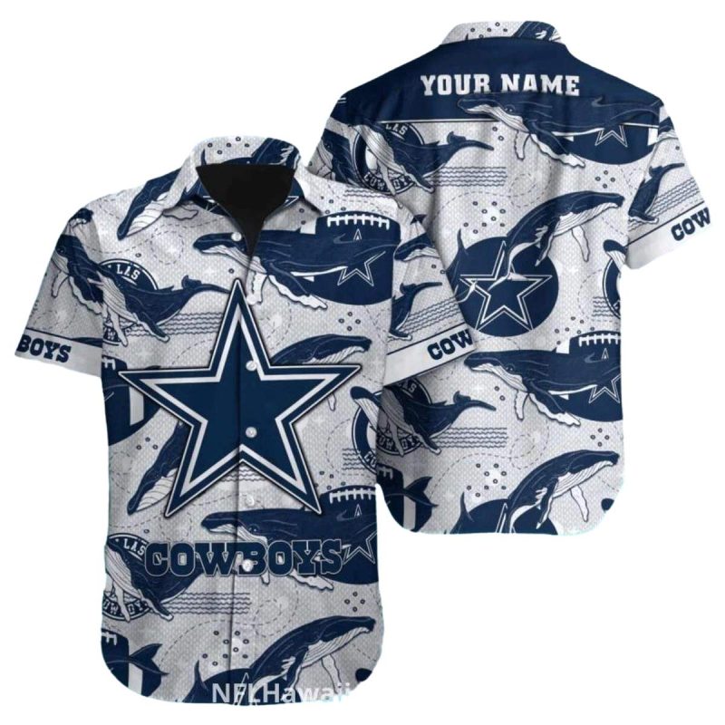 Dallas Cowboys Vintage Whale And Football Pattern Hawaiian Shirt 1