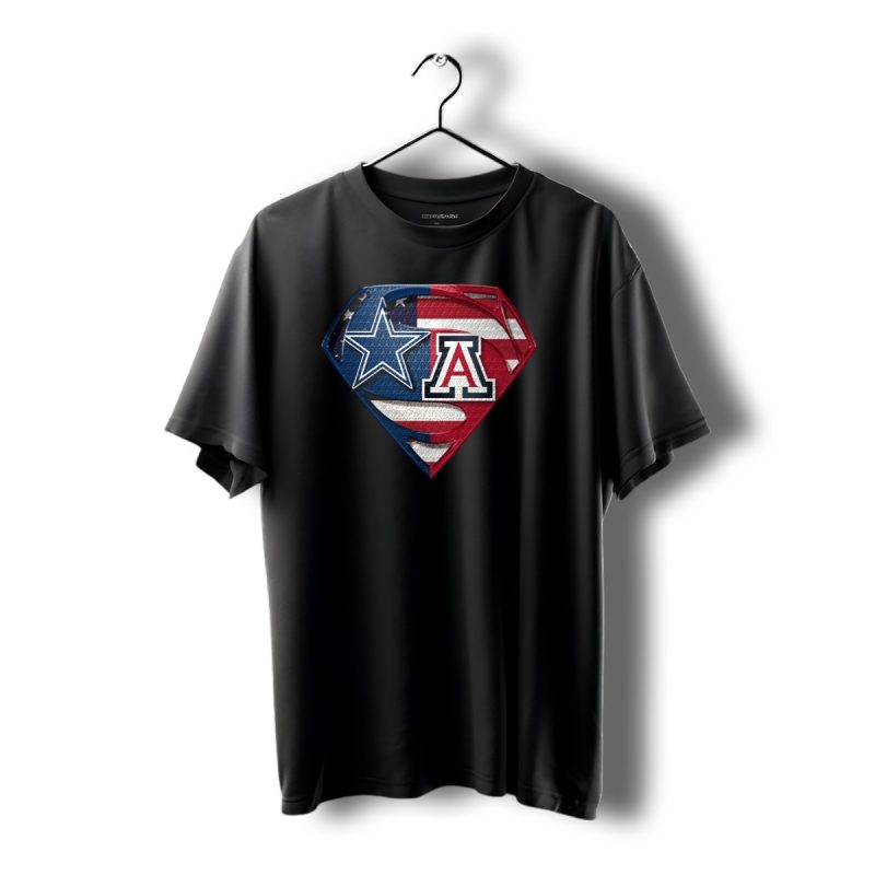 Dallas Cowboys Wildcats Superman Logo American Flag T Shirt 1 T Shirt 1 1