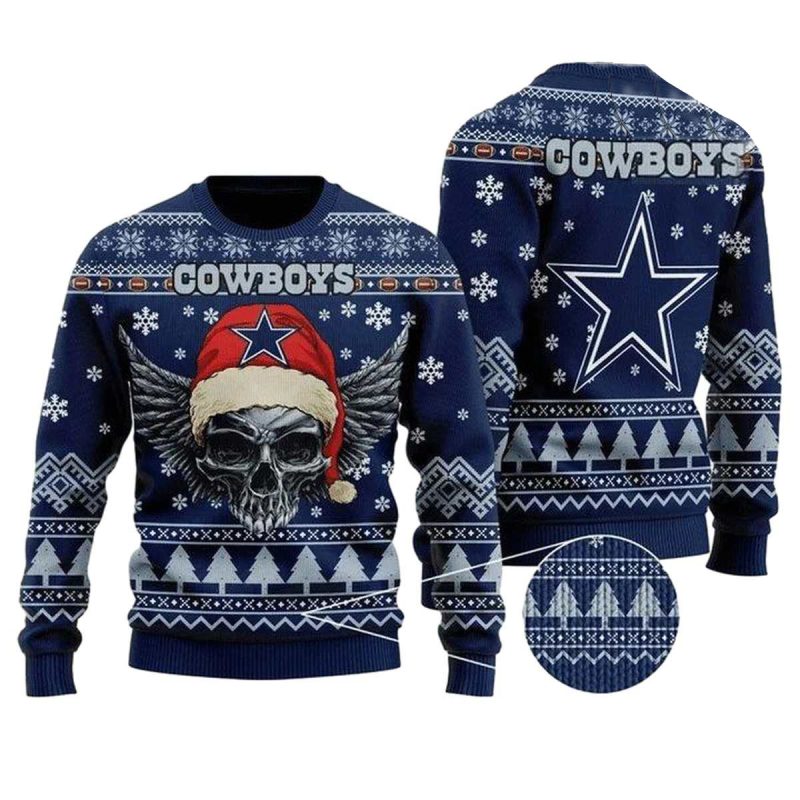 Dallas Cowboys Wins Or Lose With Santa Claus Skull Ugly Sweater 1