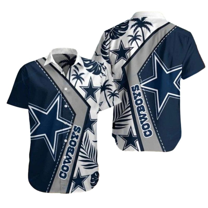 Dallas Cowboyspalm Shadow Stripe Navy Hawaiian Shirt 1