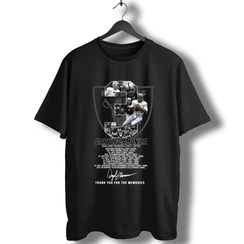 Daryle Lamonica 3 Las Vegas Raiders 1967 1974 Thank You For Memories T Shirt T Shirt 1