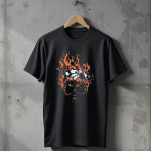 Denver Broncos 37 Fire Skull Flame Helmet T-Shirt