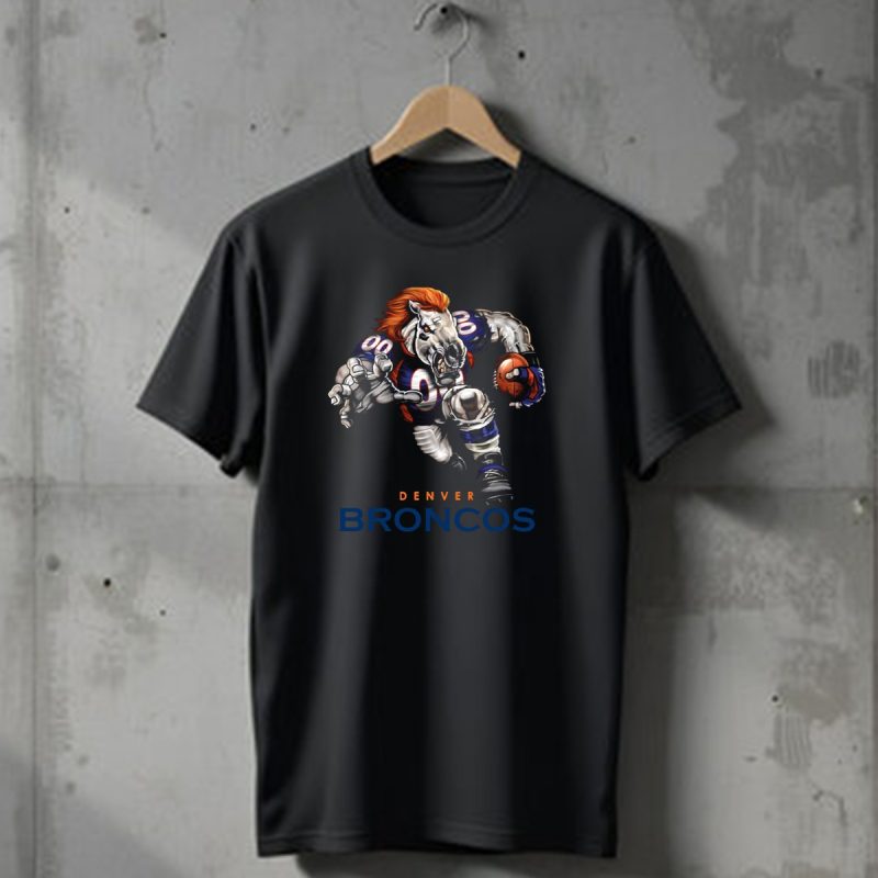Denver Broncos Aggressive Mascot Football Action T Shirt 1 T Shirt 1