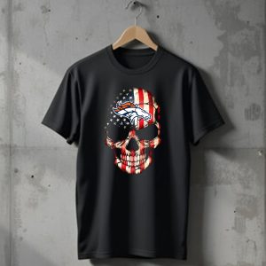 Denver Broncos American Flag Skull T-Shirt