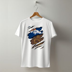 Denver Broncos And Wyoming Cowboys Ripped T-Shirt