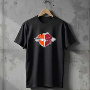 Denver Broncos Arkansas Razorbacks Heart Logo Fusion T-Shirt