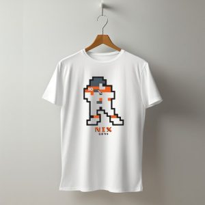 Denver Broncos Bo Nix 10 Orange and White 8 Bit Retro T-Shirt