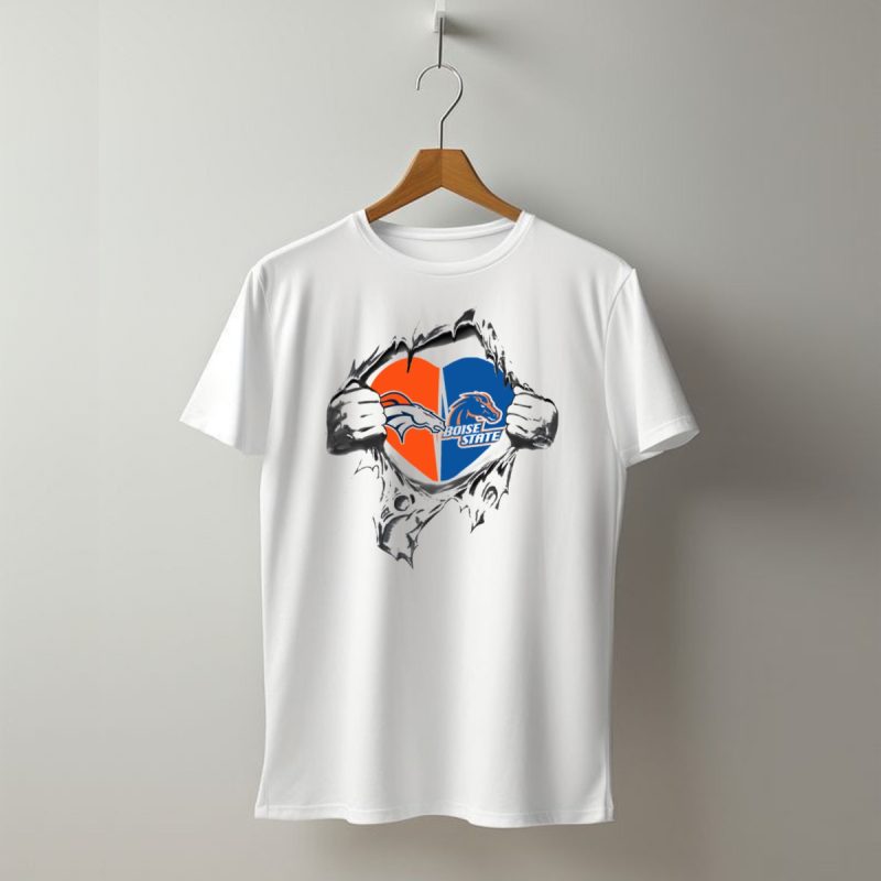 Denver Broncos Boise State Heart Design With Team T Shirt 1 T Shirt 1