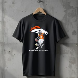 Denver Broncos Brandon McManus Football Kick Signature T-Shirt