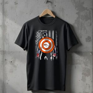 Denver Broncos Captain America Shield Flag T-Shirt
