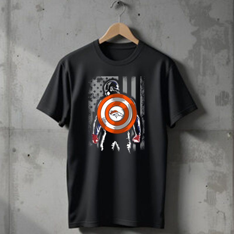 Denver Broncos Captain America Shield Flag T Shirt 1 T Shirt 1