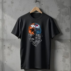 Denver Broncos Colorado Avalanche Skull Bandana T-Shirt