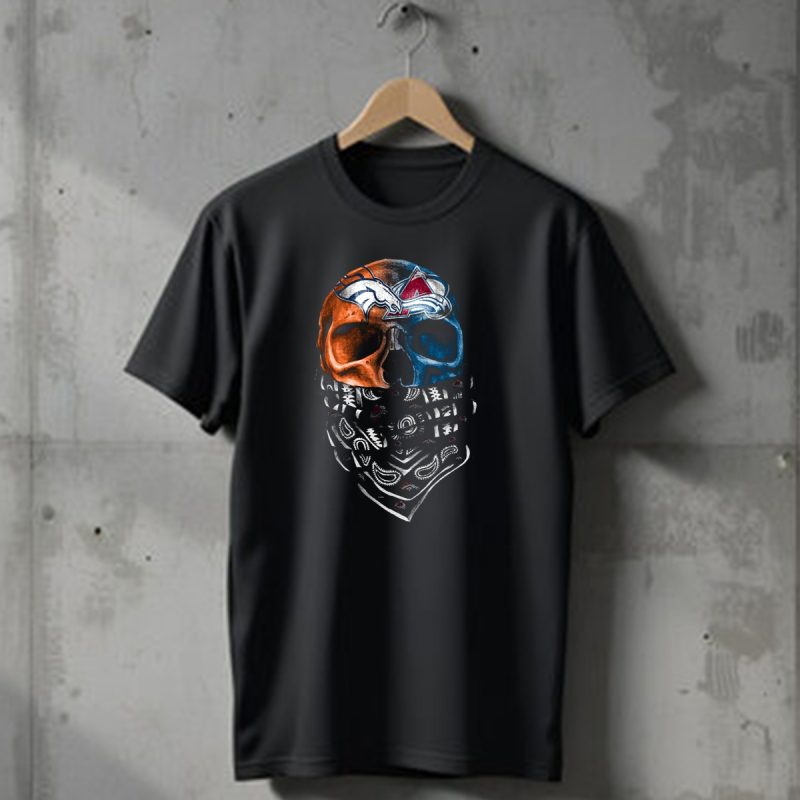 Denver Broncos Colorado Avalanche Skull Bandana T Shirt 1 T Shirt 1