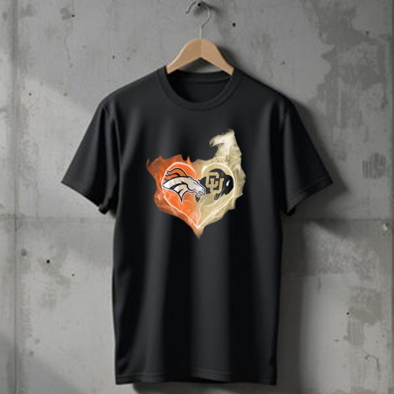 Denver Broncos Colorado Buffaloes Heart Fusion T Shirt 1 T Shirt 1