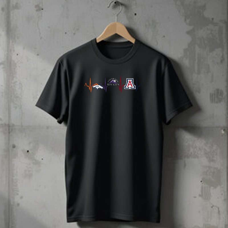 Denver Broncos Colorado Rockies Arizona Wildcats Heartbeat T Shirt 1 T Shirt 1
