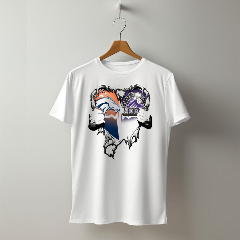 Denver Broncos Colorado Rockies Split Heart T Shirt 1 T Shirt 1