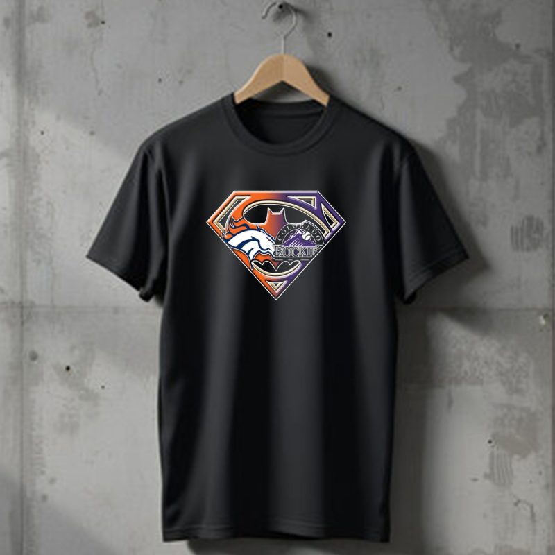 Denver Broncos Colorado Rockies Super Logo Fusion T Shirt 1 T Shirt 1
