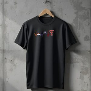 Denver Broncos Colorado Rockies Texas Tech Heartbeat T-Shirt