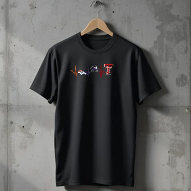 Denver Broncos Colorado Rockies Texas Tech Heartbeat T Shirt 1 T Shirt 1