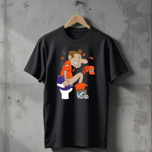 Denver Broncos Fan Toilet Humor With Detroit Lions Green Bay Packers Minnesota Vikings Logos T-Shirt