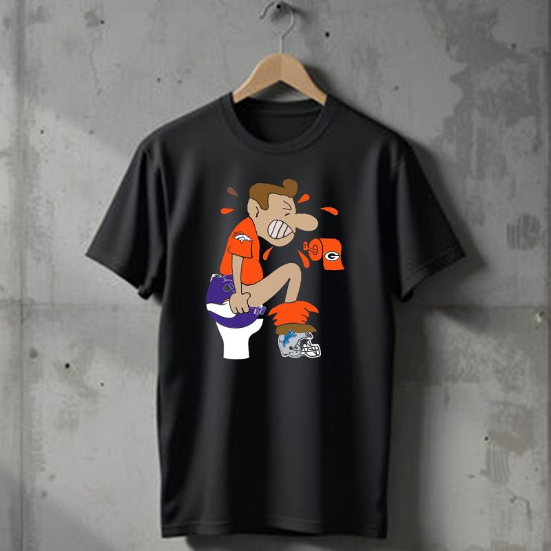 Denver Broncos Fan Toilet Humor With Detroit Lions Green Bay Packers Minnesota Vikings Logos T Shirt 1 T Shirt 1