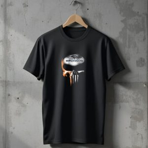 Denver Broncos Fans Unique Skull Design Featuring The Punisher T-Shirt