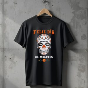Denver Broncos Feliz Dia De Los Muertos Skull T-Shirt