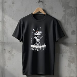 Denver Broncos Flaming Skull T-Shirt