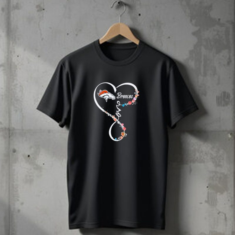 Denver Broncos Floral Heart Love T Shirt 1 T Shirt 1