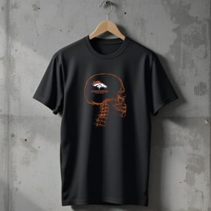 Denver Broncos Halloween Brain Skeleton T-Shirt