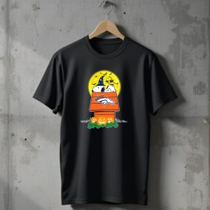 Denver Broncos Halloween Snoopy Woodstock Pumpkins Moon T-Shirt