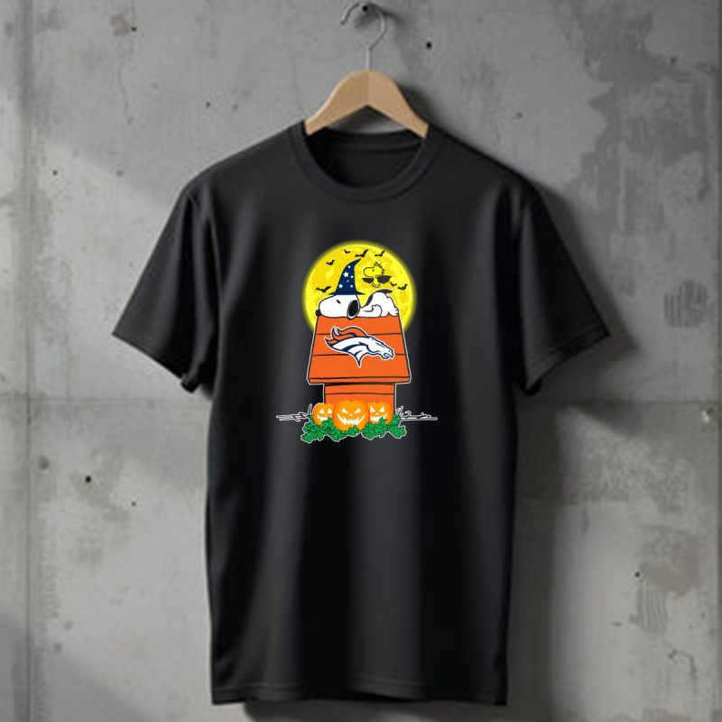 Denver Broncos Halloween Snoopy Woodstock Pumpkins Moon T Shirt 1 T Shirt 1