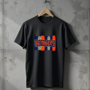 Denver Broncos Handlettered Leopard Stripes T-Shirt