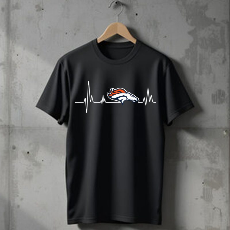 Denver Broncos Heartbeat T Shirt T Shirt 1