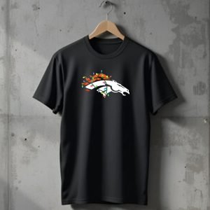 Denver Broncos Holiday Lights Logo T-Shirt