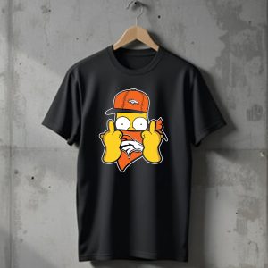 Denver Broncos Homer Simpson Middle Finger Gesture T-Shirt