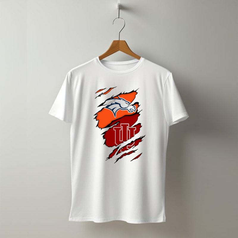 Denver Broncos Indiana Hoosiers Fan Crossover T Shirt 1 T Shirt 1