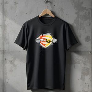 Denver Broncos Iowa Hawkeyes Superman Logo Fusion T-Shirt